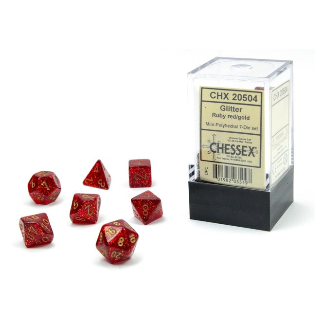 7-set Cube Mini Ruby glitter Dice