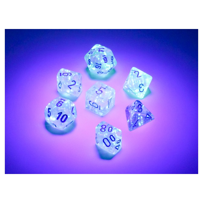7-set Cube Mini Light Blue Borealis Luminary Dice