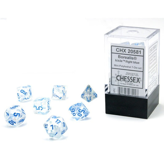 7-set Cube Mini Light Blue Borealis Luminary Dice
