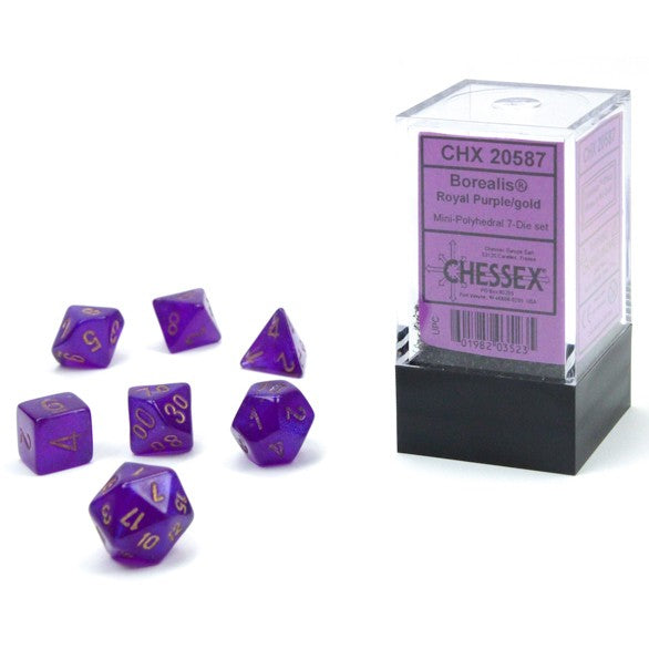7-set Cube Mini Royal Purple Borealis Luminary Dice