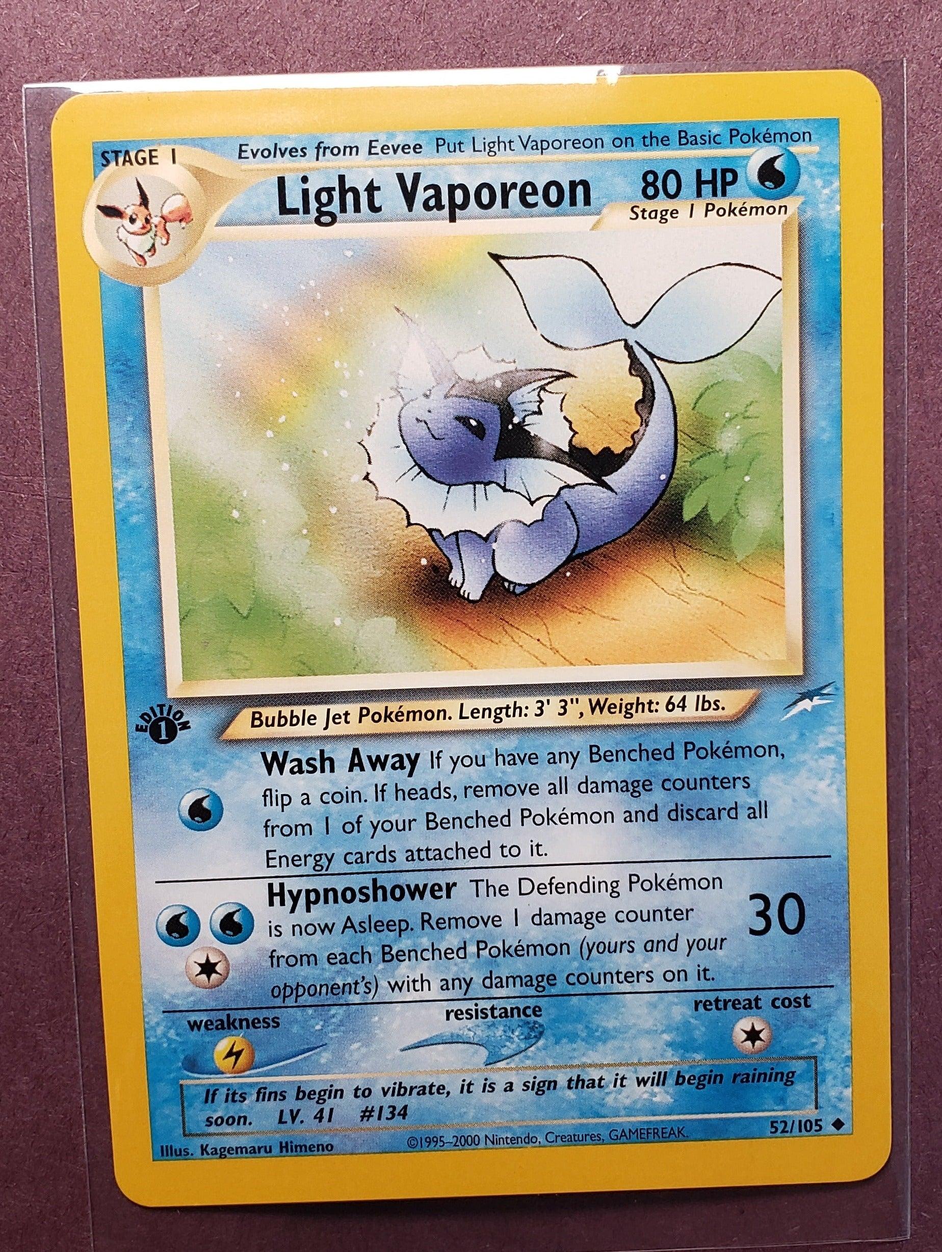 vaporeon pokemon card 1995 1st edition Light Vaporeon