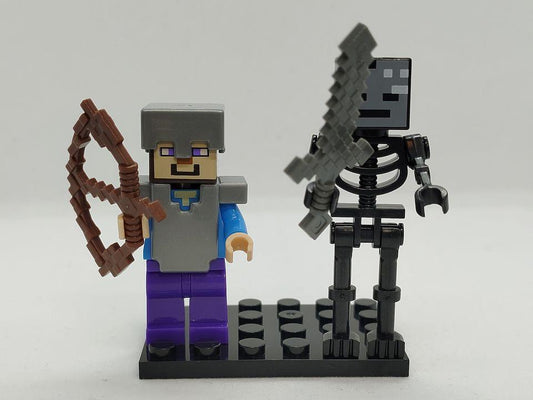Custom Lego Compatible Minecraft Steve & Wither Skeleton Minifig