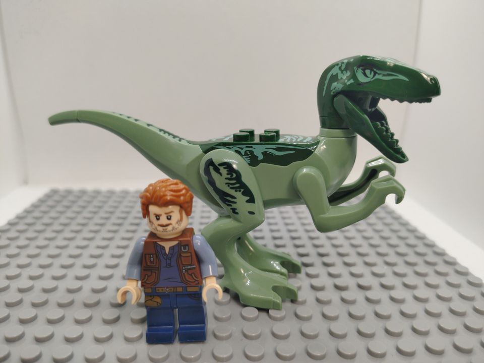 Custom Lego Compatible Jurassic World Owen Grady W/ Velociraptor Minifig