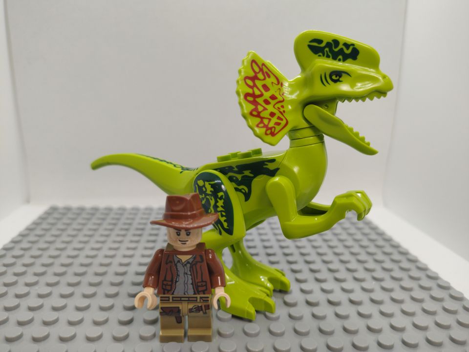 Custom Lego Compatible Jurassic World Allen Grant W/ Dilophosaurus Minifig