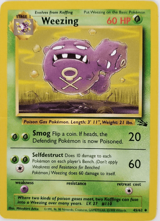 Weezing - Fossil #45/62 (Lightly Played)