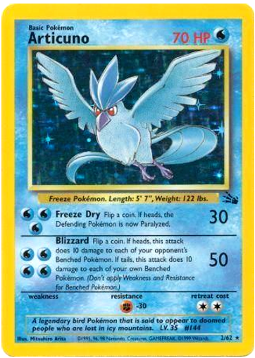Articuno Fossil #02/62 (Moderately Played)
