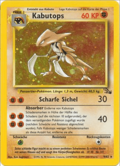 Kabutops - Fossil #09/62 (Moderately Played)