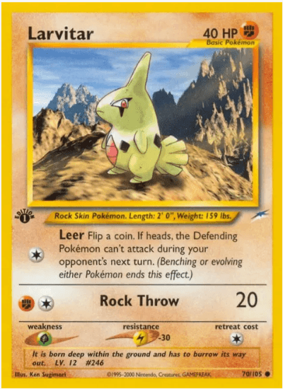 1st Edition Larvitar - Neo Destiny #070/105 (Lightly Played)