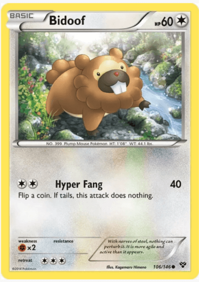 Bidoof - XY Base Set #106/146 Reverse Holo (Near Mint)