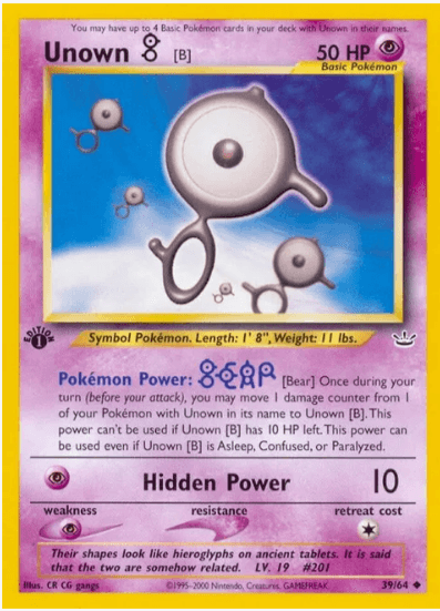 1st Edition Unown [B] - Neo Revelation #39/64 (Near Mint)